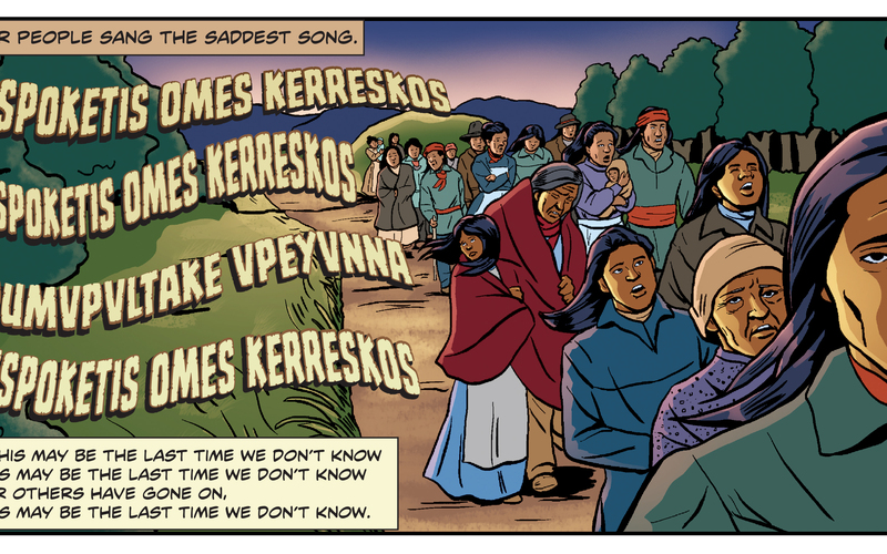 Detail from "Trail of Tears" comic, published by Colorful Colorado History/Pop Culture Classroom 2021